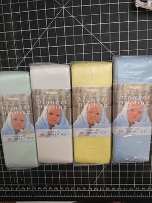 Wrights satin blanket binding lot 4 White Yellow Maise Mint Green White 927 030 