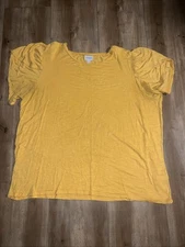 Lularoe Olive Shirt Top Tulip Sleeve Solid Yellow 3XL 24/26 3X XXXL Plus ❤️