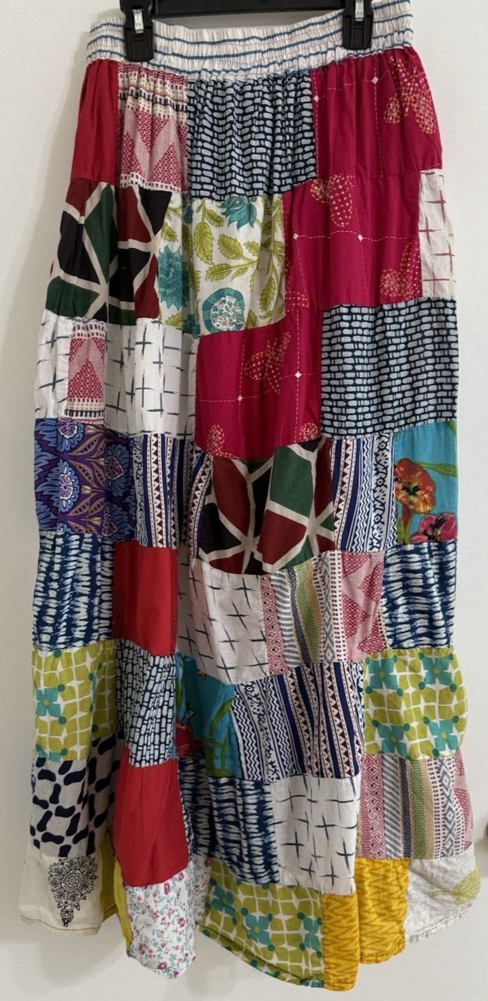 Boho Patchwork Drawstring Flowy Skirt Jessica Tay… - image 3