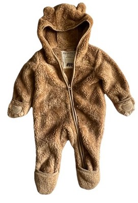 BEARPAW Infant Fleece Brown Bear Suit 3-6 Months Hooded, Fluffy, Adorable Clean
