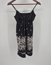 Express Design Studio Silk Floral Black And Silver Baby Doll Slip Dress Size XS