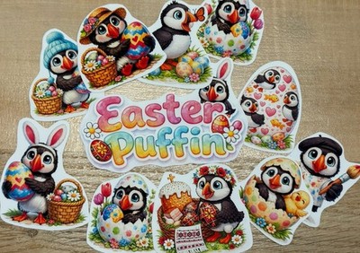 Ostern Papageientaucher Sticker 10er Pack