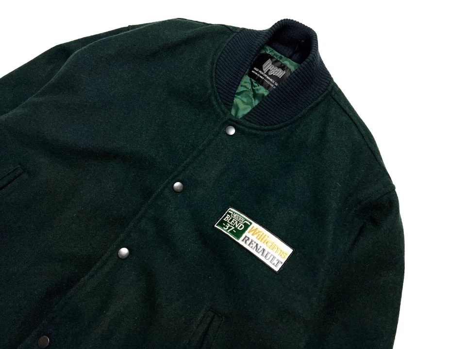 Vintage 80-90s Men's Williams Renault Nescafe Green Wool Bomber Jacket - M - Image 2 of 4