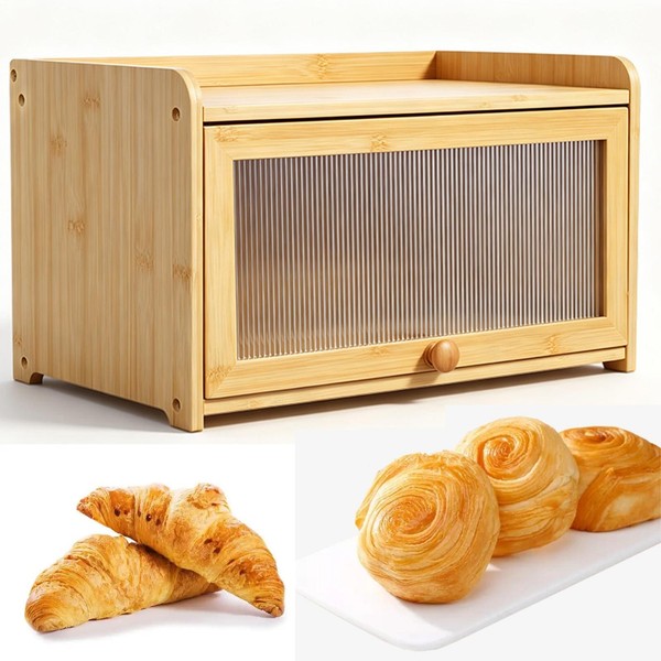Bambus Brotkasten Mit BelüFtung,GroßEr Brotbox Sichtfenster Brotaufbewahrung De-image