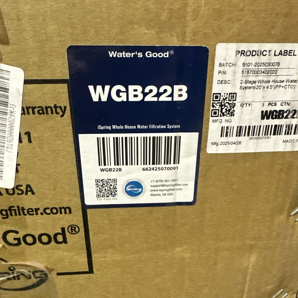 iSpring WGB22B 2-stufiges Ganzhaus-Wasserfiltersystem 20"x4,5" Fi