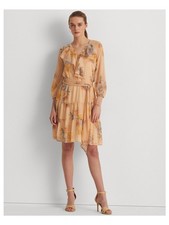 SR Womens Orange Belted Button Half-placket Lined Raglan Sleeve Dress 12