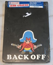 1970s Yosemite Sam Back Off Black Rubber Mud Flaps Pair 12x18 Nos