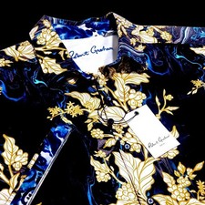 Camisa manga corta Robert Graham audaz floral abstracta negra multicolor 3XL