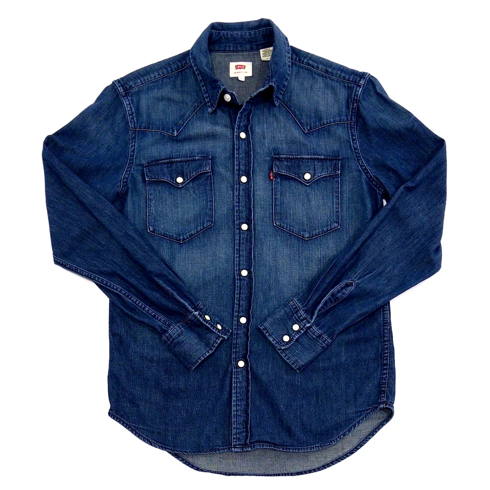 Camisa a Presión Levi's Azul Denim Perla Occidental Para Hombre Pequeña Foto 2 de 4