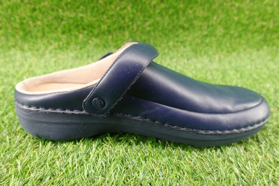 FitFlop Shoes Womens Size 10 Blue Leather Clogs Strap Slip On Comfort Mules - Image 4 of 4