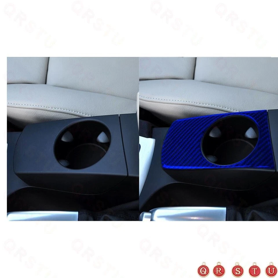 Blue Carbon Fiber Inner Watercup Panel Decorative Cover Trim For BMW X3 2004-10 - Imagem 3 de 4