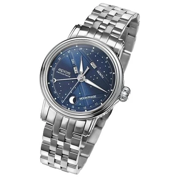 Caixa de aço inoxidável Epos relógios de pulso Analógico