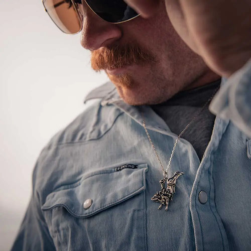 New! Men's Montana Silversmiths Silver tone BULL RIDER PENDANT NECKLACE w/ Chain - Picture 3 of 3