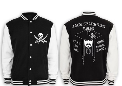 Jack Sparrow s Rules Collegejacke ,Black Pearl,Johnny Depp-Kult,Pirates,Karibik