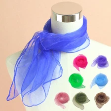 Women Transparent Organza Scarf Neck Shawl Thin Silk Scarves Solid Color 70*70cm