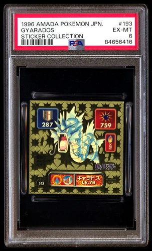 PSA 6 EX Mint Gyarados 193 AMADA Sticker Collection 1996 Japanese Graded Card