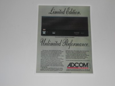 Adcom GFA-585 Vintage Amplifier Ad, 1 Page, 1991, Article and Info