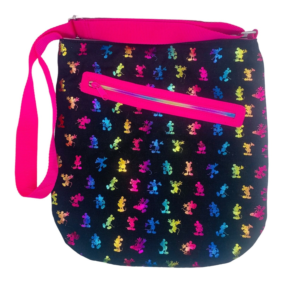 Disney World Mickey Mouse Crossbody Hobo Bag Holographic Rainbow - Main Image