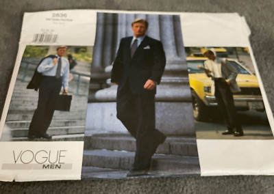 Vogue Pattern V2836 Mens Coat/Jacket Pants Suit Business Work 32 34 36 Uncut