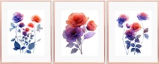 3 Sets Roses Flower Print Translucent Home Decor Spring Summer 8.5”x11” Unframed