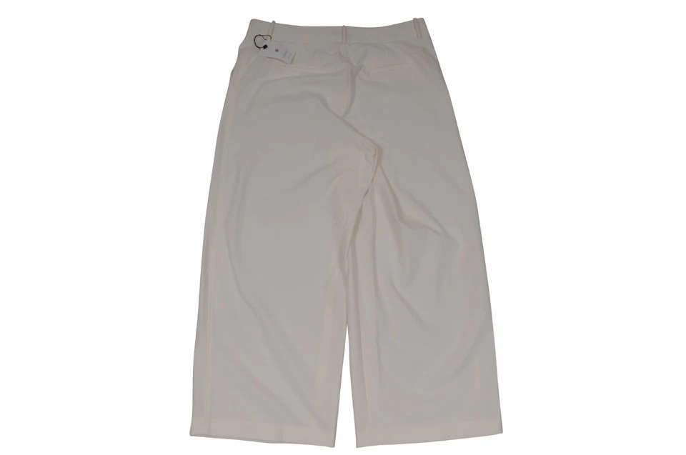 Pantalón Fabiana Filippi Mujer Pierna Ancha Grande IT 46 Blanco Crema Algodón Elástico Foto 2 de 4
