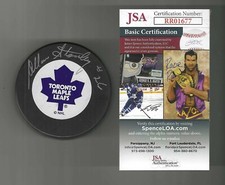 Allan Stanley Signed Toronto Maple Leafs Trench Puck JSA COA RR01677