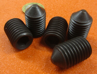 Steel Metric Set Screws, Cone Point, M16 x 2.0 x 25 mm Length, 5 Pieces
