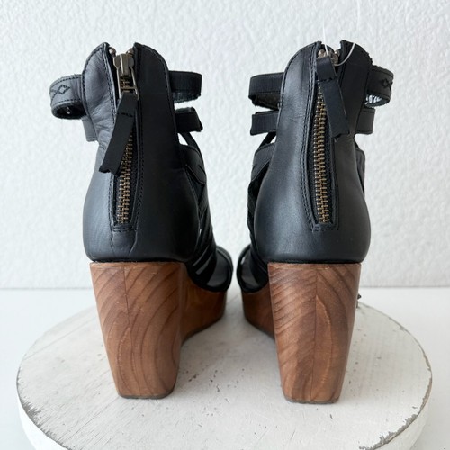 NEW Lane Boots BECCA Womens Black Wedges Size 11 Western Sandals Cowgirl Leather - Picture 4 of 9