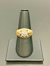 ESTATE 14K YELLOW GOLD SANDBLASTED FINISH MEN'S DIAMOND CLUSTER RING