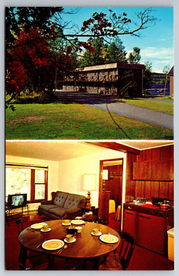 Vintage Postcard ME Greenville Jct. Chalet Moosehead Interior Chrome