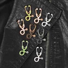 Unique Metal Doctors Nurses Mini Stethoscope Shaped Brooches