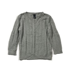 H M Girls Size L Gray Cable Knit Crew Neck Long Sleeve Pullover Sweater