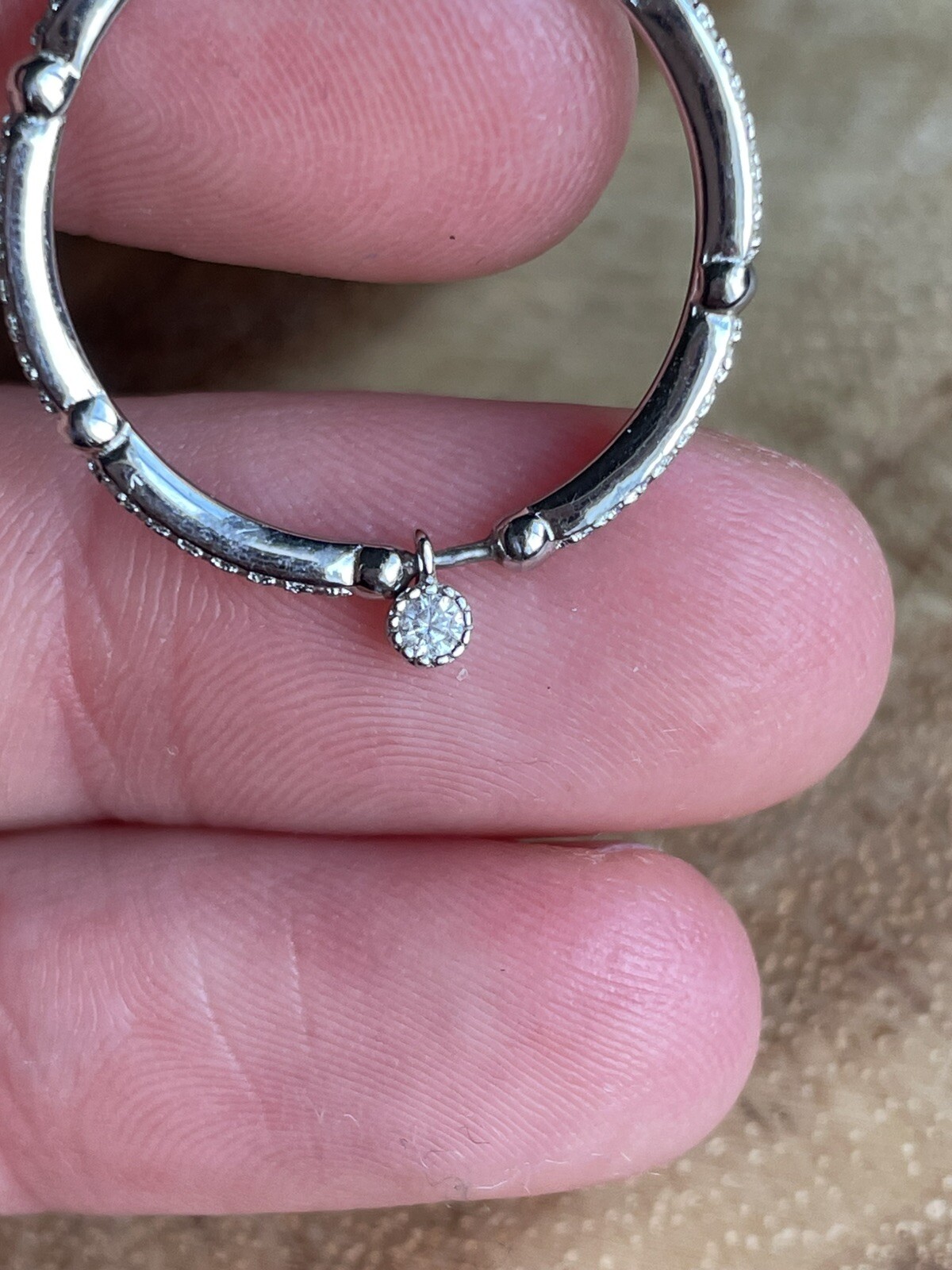 Sterling Silver Womens Cz Thin Stackable Dangling… - image 5