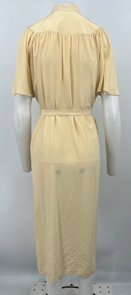 Vanessa Bruno 奶油色丝绸短袖腰带迷笛连衣裙 36 码 — 第 3/4 张图片