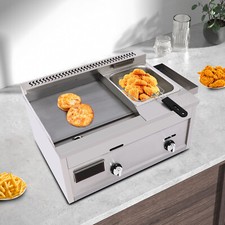 Commercial Gas Propane Flat Top Grill Griddle w/ Deep Fryer Multi-function Fryer