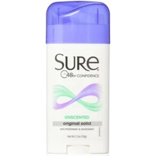 6 Pack Sure Original Solid Antiperspirant & Deodorant Unscented 2.7Oz Each