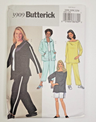 Butterick Sewing Pattern 3909 Women's Jacket Tunic Shorts & Pants 28W-32W UNCUT