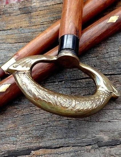 Bastón de madera náutico redondo de latón de diseño hecho a mano bastón vintage para hombre Foto 4 de 4