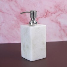 Marble Soap Lotion Dispenser for Bathroom, Countertop Sinks Natural White, 1 Pcs