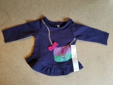 Koala Baby Newborn Girl Navy L/S Top with Purse and Bow, NWT