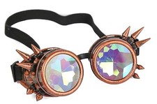 Kaleidoscope Spike Steampunk Antique Copper Goggles Punk Goth Aviator Rave