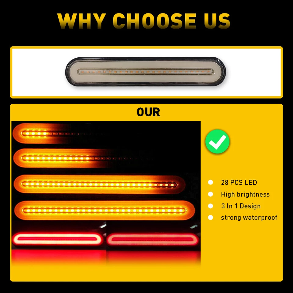 Casa rodante remolque camión luz trasera señal de giro freno parada reversa flujo 28 LED Foto 4 de 4