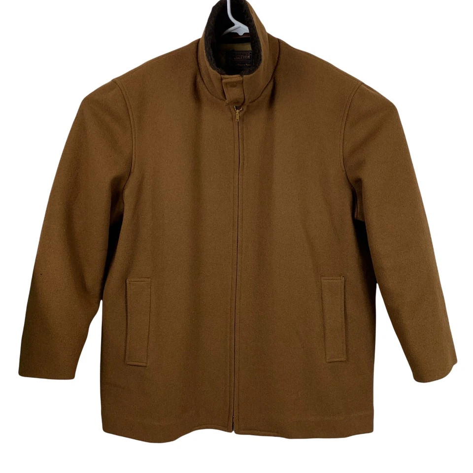 Abrigo Chaqueta de Lana Pendleton Vintage Marrón Cremallera Cuello de Piel Sintética L/XL DEFECTUOSO Foto 2 de 4