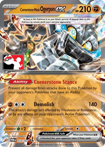 teal mask ogerpon ex pokemon card (25/167) - SV06 Twilight Masquerade Holofoil Prismatic Evolutions Type Teal Mask Ogerpon ex (Fantastical