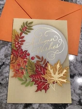 Autumn Wishes- Happiness Halloween Fall Time 5”x7” Hallmark Greeting Card