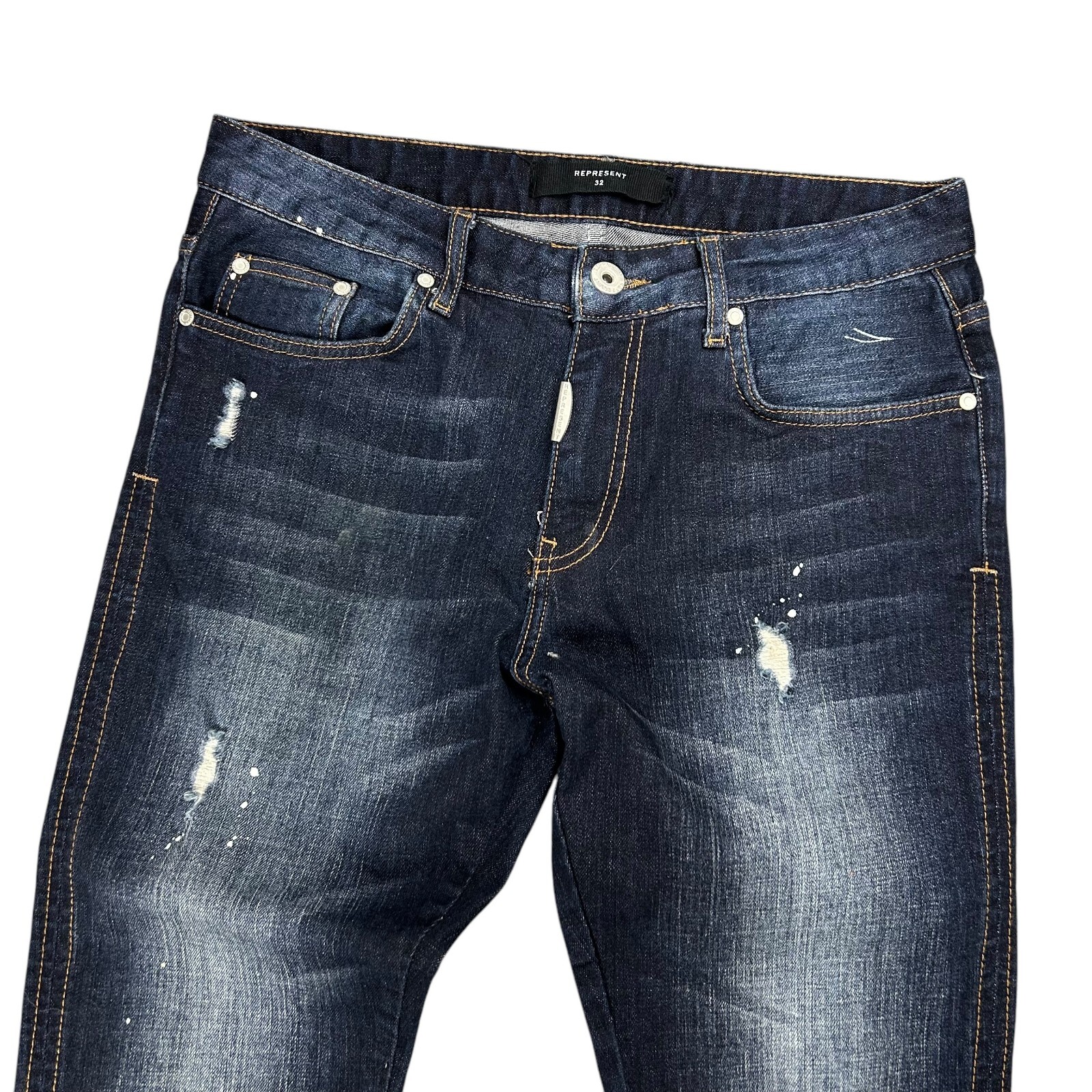 Represent Essential Denim Paint Splatter Dark Blu… - image 3