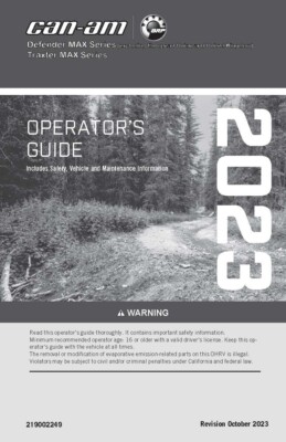 Can Am Owners Manual Book Guide 2023 Defender MAX DPS HD10.