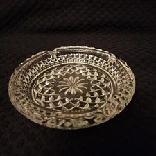 Vintage Cut Glass Heavy Ashtray Clear