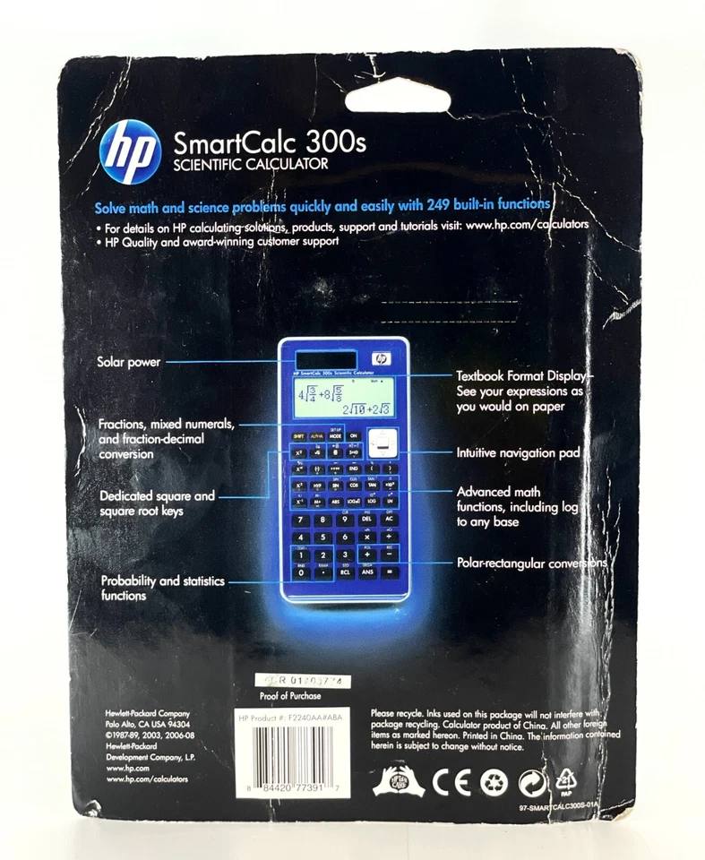 Hewlett-Packard HP SmartCalc 300s Scientific Calculator - 249 Functions - NEW - Image 2 of 2