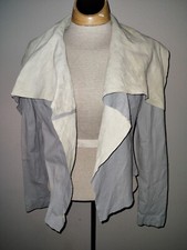 100% Leather 7 For All Mankind Jacket Coat Open Front Waterfall Gray Xsmall